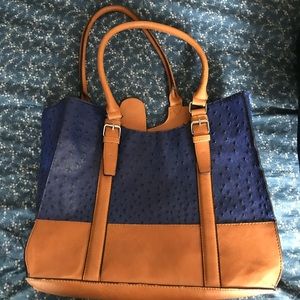 Blue ostrich handbag